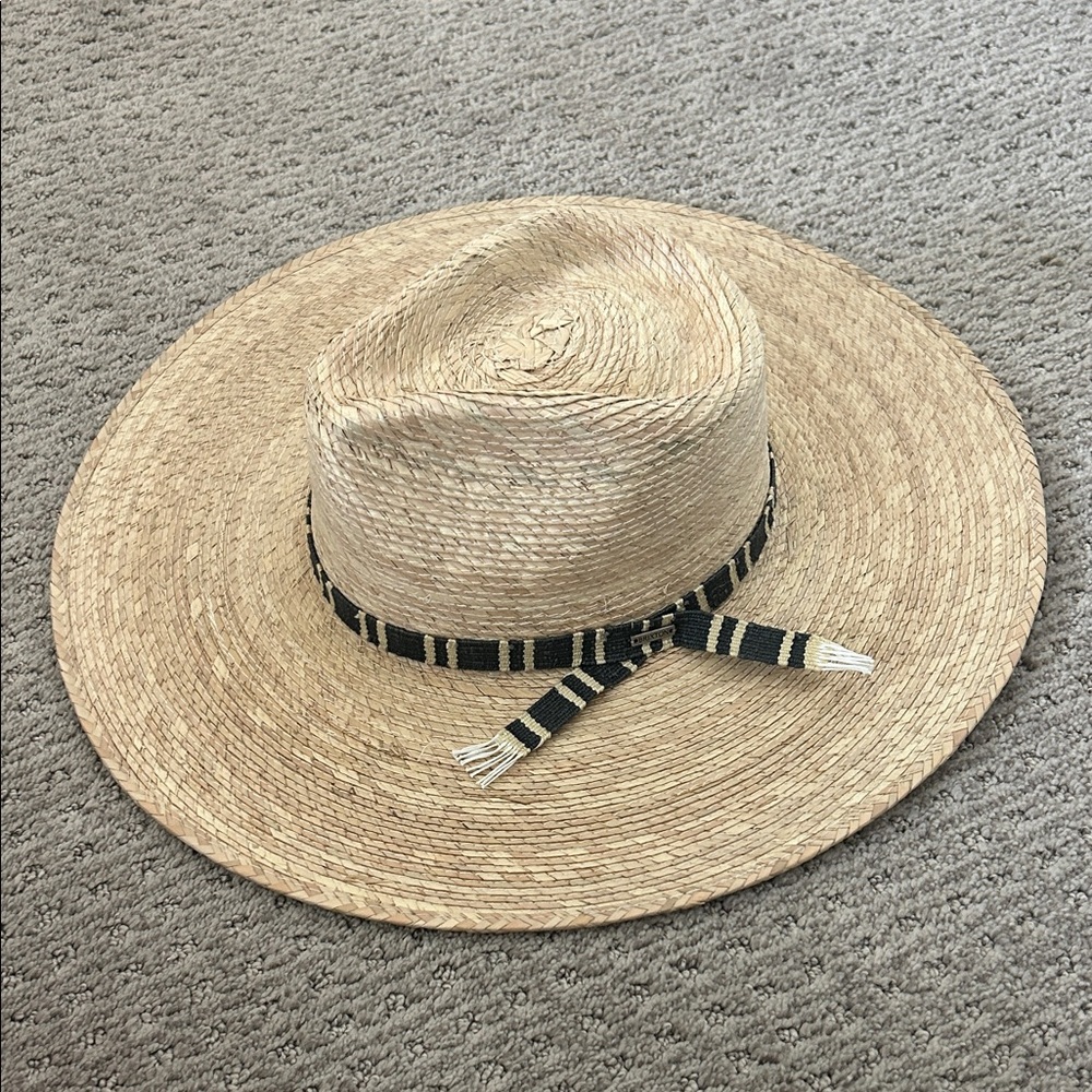 Brixton Natural Straw Hat with Black Striped Band